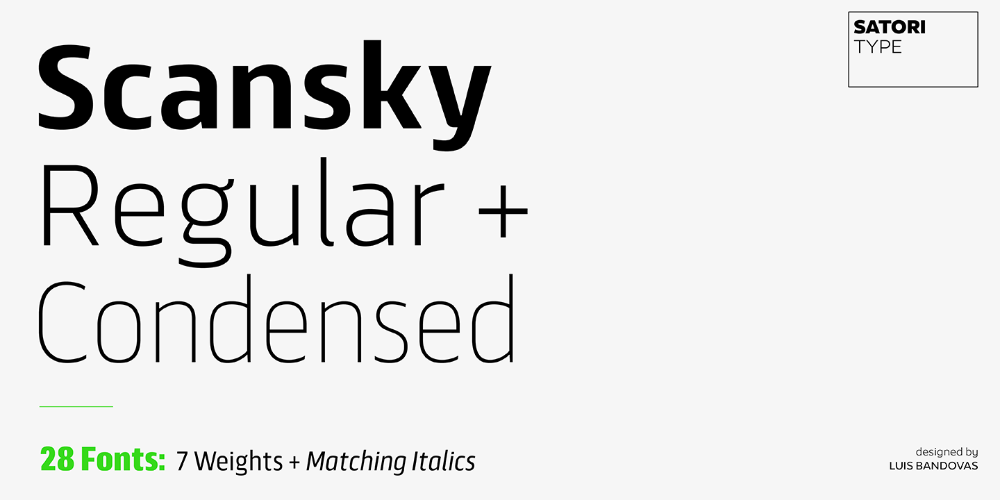 Ejemplo de fuente Scansky Condensed Italic
